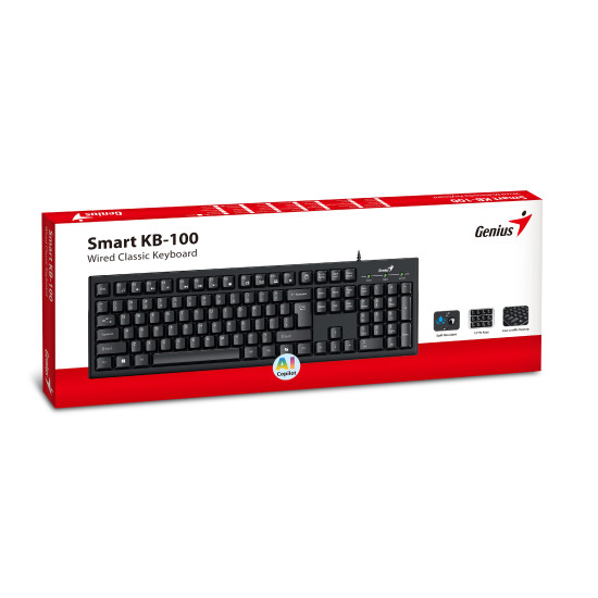 Клавиатура Genius Smart Keyboard KB-100 Black - AI, BG Layout, USB