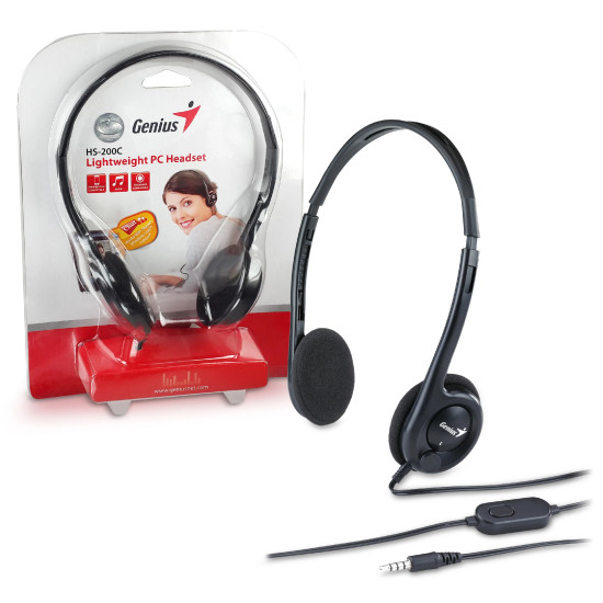 Слушалки Genius Headset HS-200C - Lightweight, Black