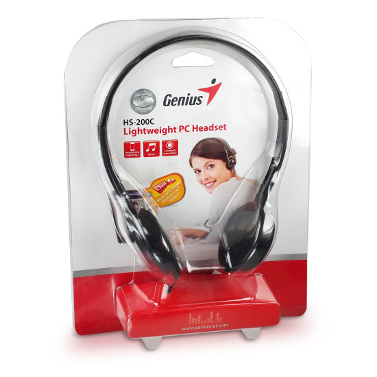 Слушалки Genius Headset HS-200C - Lightweight, Black