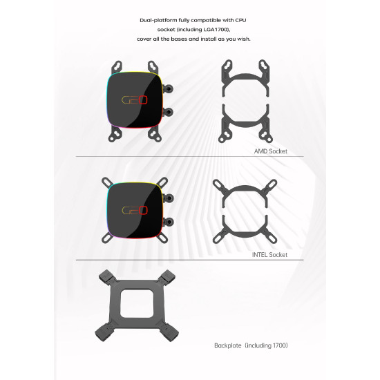 Водно охлаждане Geometric Future Water Cooling - Eskimo 36 Black - LGA1700/AM5