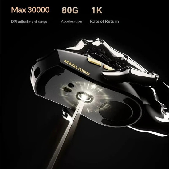Безжична мишка Madlions Wireless Gaming Mouse M3 Pro - 1K, Mad Catz Custom Sensor, White