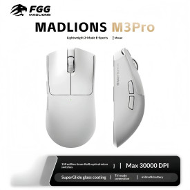 Безжична мишка Madlions Wireless Gaming Mouse M3 Pro - 1K, Mad Catz Custom Sensor, White