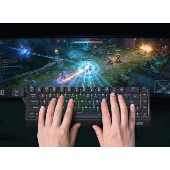 Безжична клавиатура Marvo Wireless Gaming Mechanical keyboard Saber 65W KG965W - 1K, Banana Crystal [Linear], (English US)