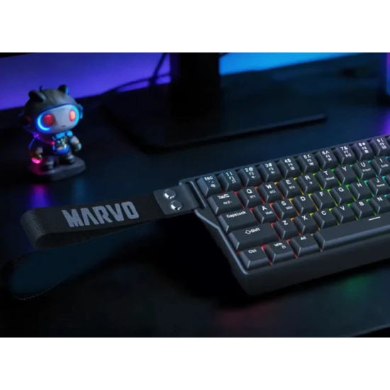 Безжична клавиатура Marvo Wireless Gaming Mechanical keyboard Saber 65W KG965W - 1K, Banana Crystal [Linear], (English US)