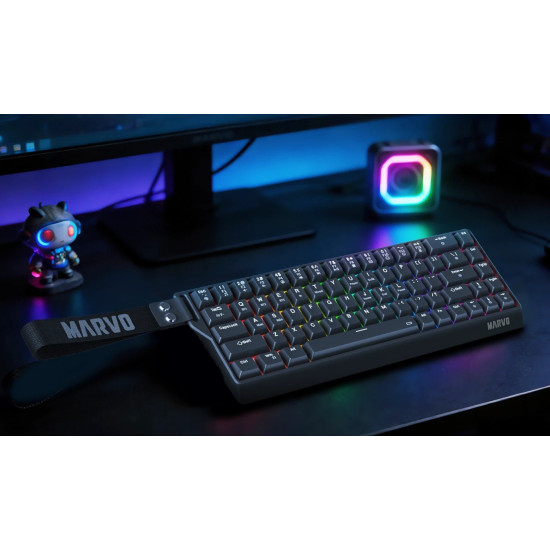 Безжична клавиатура Marvo Wireless Gaming Mechanical keyboard Saber 65W KG965W - 1K, Banana Crystal [Linear], (English US)
