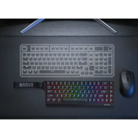 Безжична клавиатура Marvo Wireless Gaming Mechanical keyboard Saber 65W KG965W - 1K, Banana Crystal [Linear], (English US)