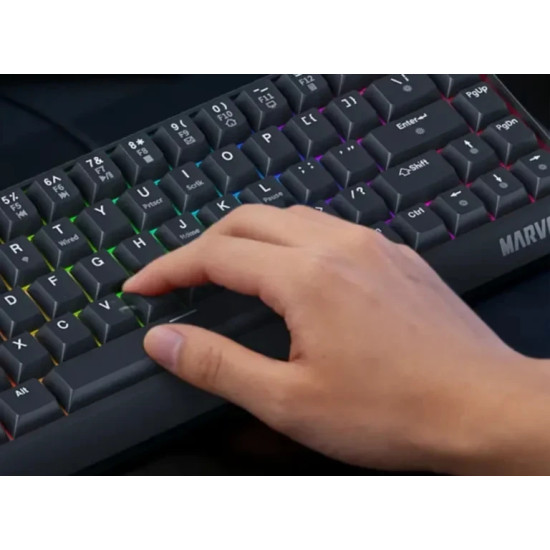 Безжична клавиатура Marvo Wireless Gaming Mechanical keyboard Saber 65W KG965W - 1K, Banana Crystal [Linear], (English US)