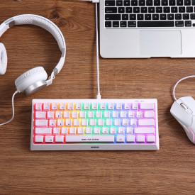 Клавиатура Marvo Gaming Mechanical keyboard 61 keys TKL Hecate 61R WH - KG962G White - RED switches, RGB