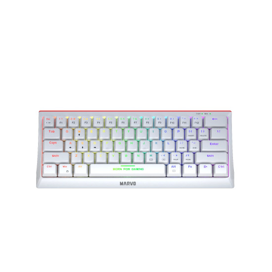 Клавиатура Marvo Gaming Mechanical keyboard 61 keys TKL Hecate 61R WH - KG962G White - RED switches, RGB