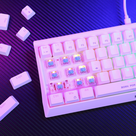 Клавиатура Marvo Gaming Mechanical keyboard 61 keys TKL Hecate 61R WH - KG962G White - RED switches, RGB