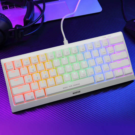 Клавиатура Marvo Gaming Mechanical keyboard 61 keys TKL Hecate 61R WH - KG962G White - RED switches, RGB