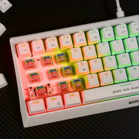 Клавиатура Marvo Gaming Mechanical keyboard 61 keys TKL Hecate 61R WH - KG962G White - RED switches, RGB