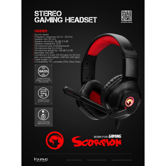 Слушалки Marvo Gaming Headphones HG8929 - PC&Consoles / Backlight