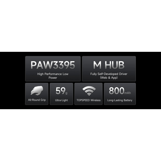Безжична мишка MCHOSE G3 V2 Black - Wireless Gaming Mouse - 1K, Omron Mechanical
