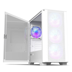 Кутия за компютър Montech AIR 100 ARGB, Micro ATX Case, TG, 4x120mm ARGB Fans, White