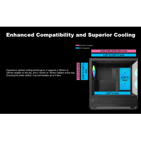 Кутия за компютър Montech Case ATX - XR (B) - 3 x 120 mm ARGB Fans, USB-C, Black