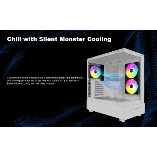 Кутия за компютър Montech Case ATX - XR (B) - 3 x 120 mm ARGB Fans, USB-C, Black