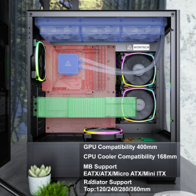 Кутия за компютър Montech SKY TWO, Mid-tower Case, TG, 4x120mm ARGB Fans, Black
