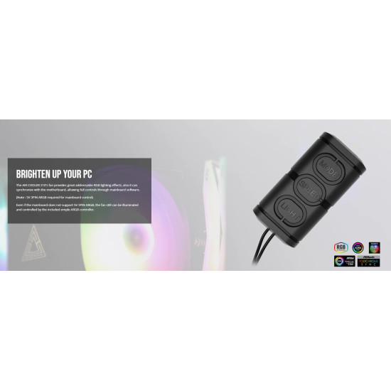 Охладител за процесор Montech AIR COOLER 210, CPU Cooler, 210W TDP, ARGB, Black