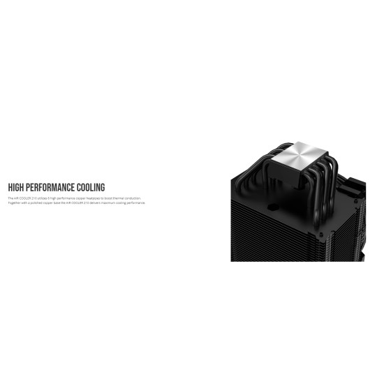 Охладител за процесор Montech AIR COOLER 210, CPU Cooler, 210W TDP, ARGB, Black