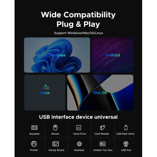 USB хъб Orico HUB USB-C/A 4 port - USB3.0 x 1, SD/TF x 2, USB2.0 x 2, USB-C x 2, Aluminium - YSA6-U3-GY