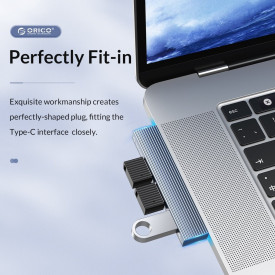 USB хъб Orico USB3.0/2.0 HUB 3 port TYPE C, Aluminum - AH-W13-GY
