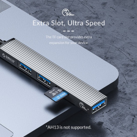 USB хъб Orico USB3.0/2.0 HUB 4 port - Type-C input - AH-13-GY