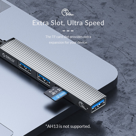 USB хъб Orico USB3.0/2.0 HUB 4 port - Type-C input - AH-13-GY