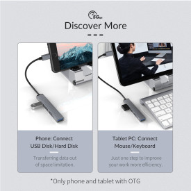 USB хъб Orico USB3.0/2.0 HUB 4 port - Type-C input - AH-13-GY