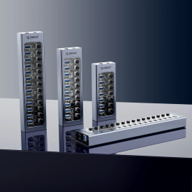 USB хъб Orico USB3.0 HUB 7 Port + Power Adapter, On/Off Buttons, Aluminium - AT2U3-7AB-EU-GY