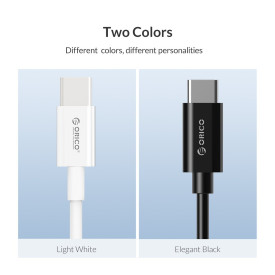 USB кабел Orico Type-C to Type-C - 3A, white, 1m - BCU-10