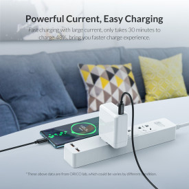 USB кабел Orico Type-C to Type-C - 3A, white, 1m - BCU-10