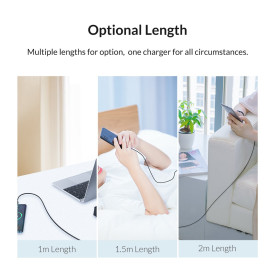 USB кабел Orico Type-C to Type-C - 3A, white, 1m - BCU-10