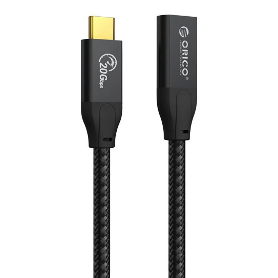 USB кабел Orico USB 3.2 Gen2x2 - Type-C Male to Female Extension PD100W 20Gbps 1.0m Black - CY32-10-BK