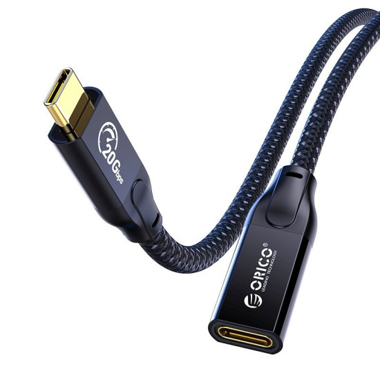USB кабел Orico USB 3.2 Gen2x2 - Type-C Male to Female Extension PD100W 20Gbps 1.0m Black - CY32-10-BK