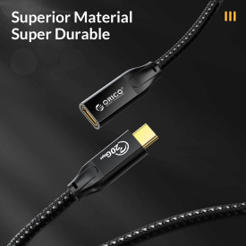 USB кабел Orico USB 3.2 Gen2x2 - Type-C Male to Female Extension PD100W 20Gbps 1.0m Black - CY32-10-BK