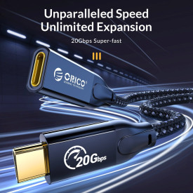 USB кабел Orico USB 3.2 Gen2x2 - Type-C Male to Female Extension PD100W 20Gbps 1.0m Black - CY32-10-BK