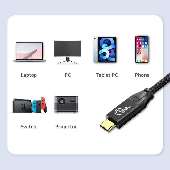 USB кабел Orico USB 3.2 Gen2x2 - Type-C Male to Female Extension PD100W 20Gbps 1.0m Black - CY32-10-BK