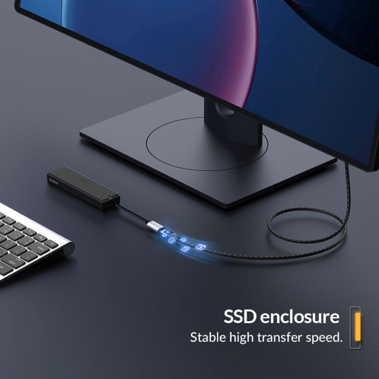 USB кабел Orico USB 3.2 Gen2x2 - Type-C Male to Female Extension PD100W 20Gbps 1.0m Black - CY32-10-BK