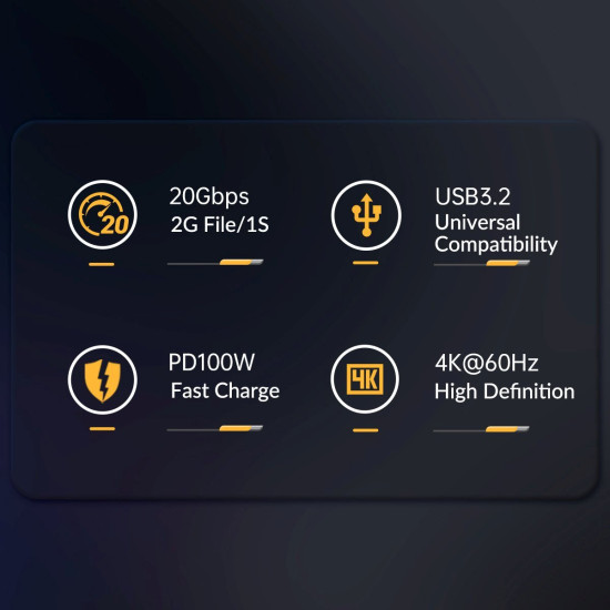USB кабел Orico USB 3.2 Gen2x2 - Type-C Male to Female Extension PD100W 20Gbps 1.0m Black - CY32-10-BK
