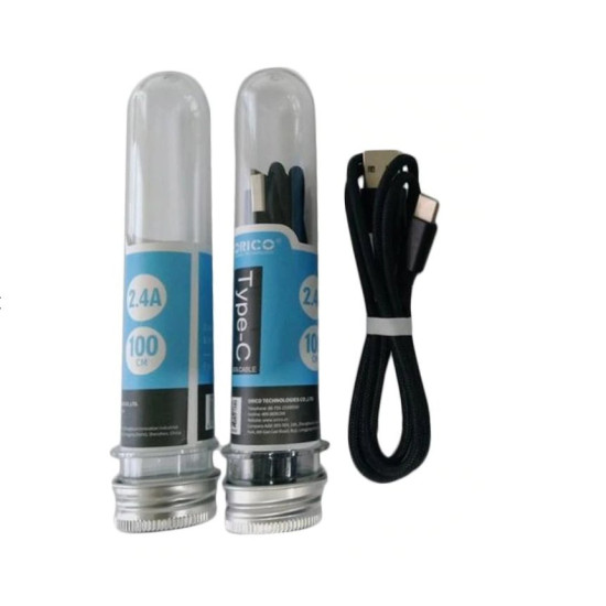 USB кабел Orico USB2.0 A/M to Type-C 1m, 2.4A, braided, black - N101-10-BK-PRO