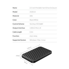 Външна кутия за диск Orico Storage - Case - 2.5 inch USB3.0 - 2520U3-BK-EP