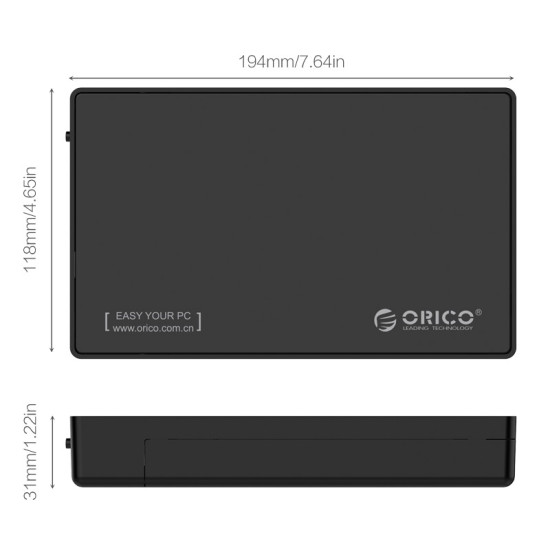 Кутия за диск Orico Storage - Case - 3.5 inch TYPE C, UASP, black - 3588C3-BK