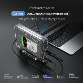 Кутия за диск Orico Storage - Case - 3.5 inch USB3.0 transparent, Vertical - 3159U3