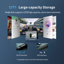 Кутия за диск Orico Storage - Case - 3.5 inch USB3.0 transparent, Vertical - 3159U3