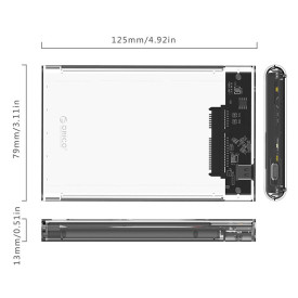 Външна кутия за диск Orico Storage - Case - 2.5 inch 10Gbps Type-C Transparent - 2139C3-G2-CR-EP