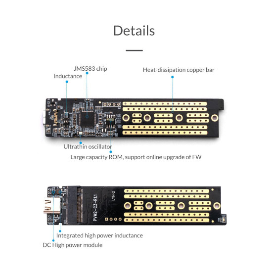 Външна кутия за диск Orico Storage - Case - M.2 NVMe M key - USB3.1 Type-C - TCM2-C3-BK