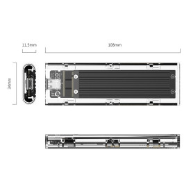 Външна кутия за диск Orico Storage - Case - M.2 NVMe M key - USB3.1 Type-C - TCM2-C3-BK