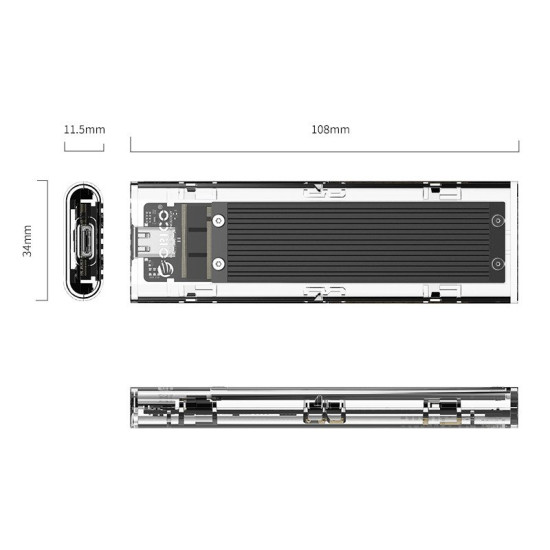 Външна кутия за диск Orico Storage - Case - M.2 NVMe M key - USB3.1 Type-C - TCM2-C3-BK