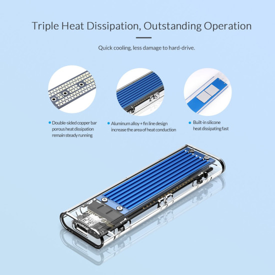 Външна кутия за диск Orico Storage - Case - M.2 NVMe M key - USB3.1 Type-C - TCM2-C3-BK